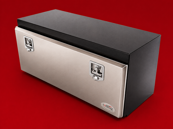 Red Flag 1200mm black steel body stainless recessed lid underbody truck storage box heavy duty