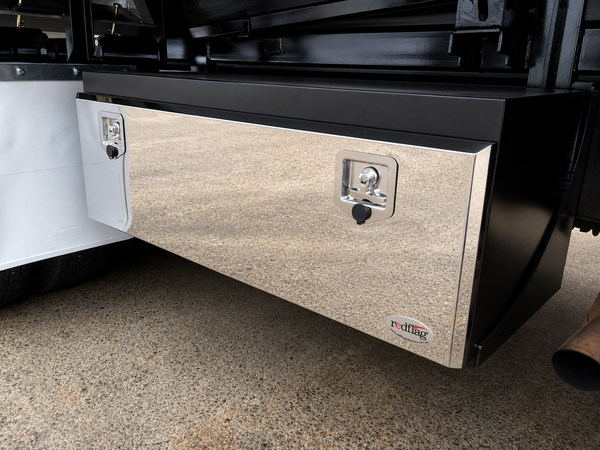 Red Flag 1200mm black steel body stainless recessed lid underbody truck toolbox chassis mount