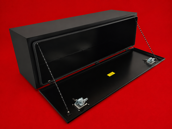 Red Flag 1500mm black steel underbody truck storage box open