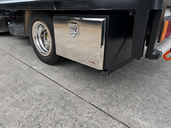 Red Flag 500mm black steel body stainless steel lid underbody truck toolbox chassis mount