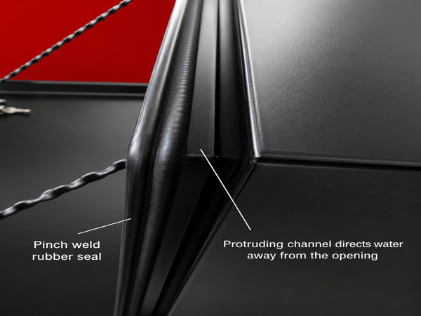 Red Flag 500mm black steel underbody truck storage box seal