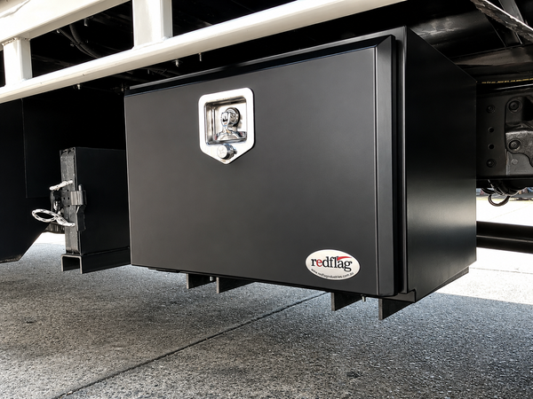 Red Flag 600mm black steel underbody truck toolbox chassis mount