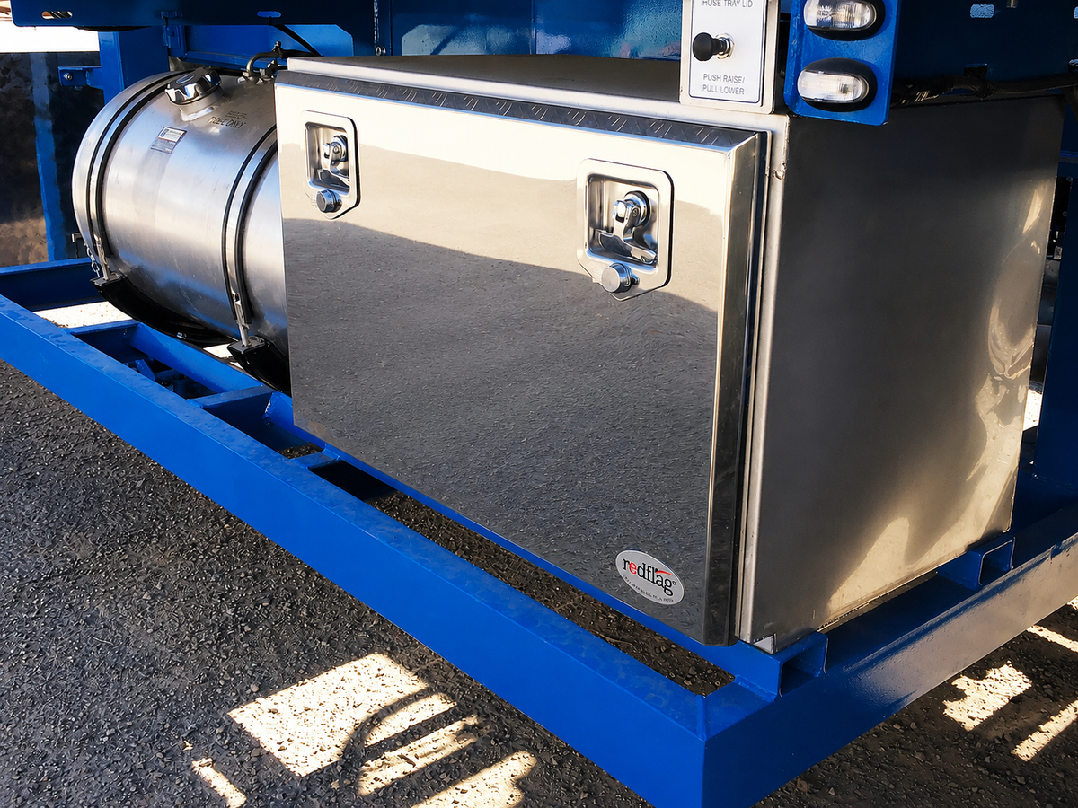 Red Flag 800mm polished stainless steel underbody truck toolbox chassis mount