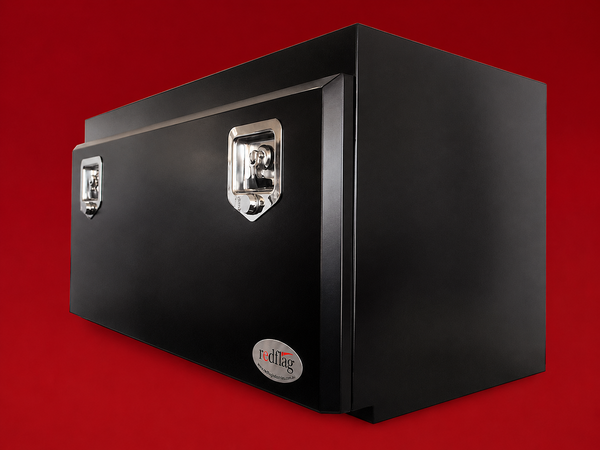 Red Flag 900mm black steel recessed lid underbody truck toolbox chassis mount