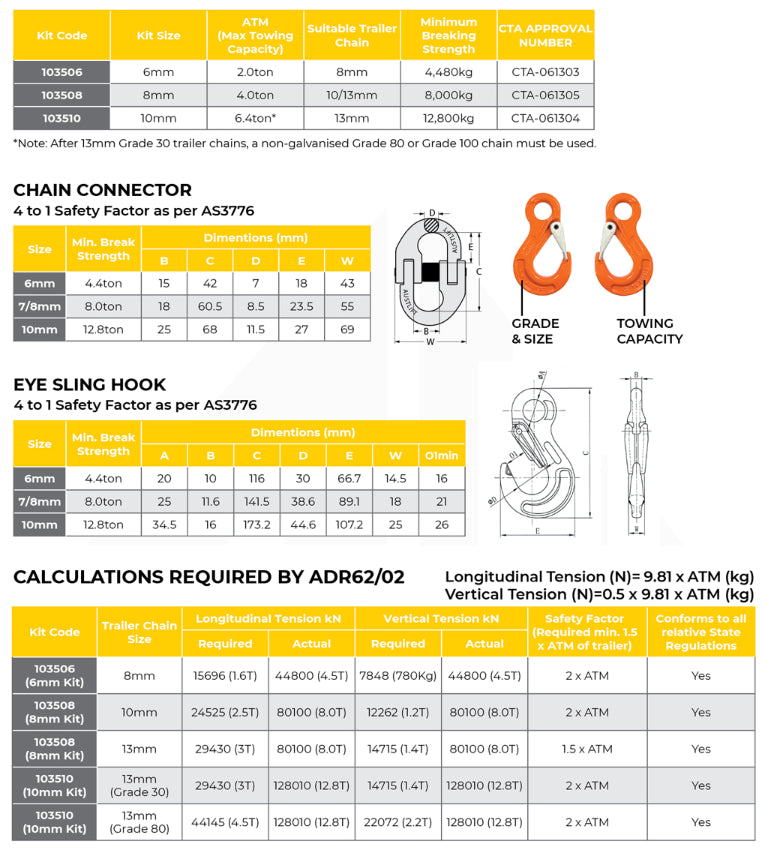 Vehicle Chain Safety Hook Set 10mm