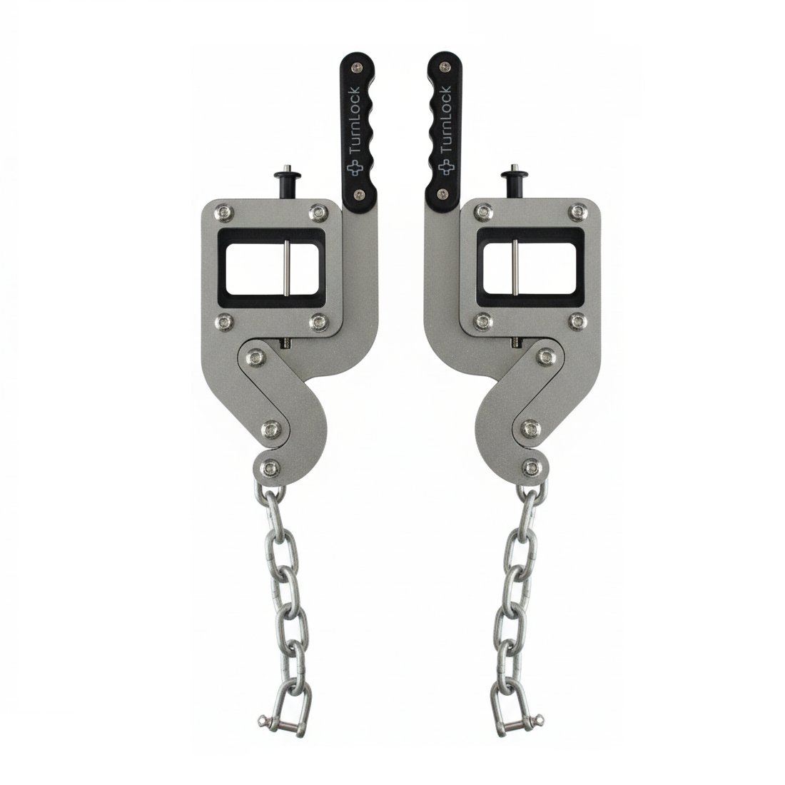 TurnLock Moto Peg Binders pair with chain and shackle